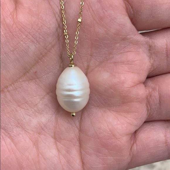 Double necklace with pearl pendant - Picture 5 of 5